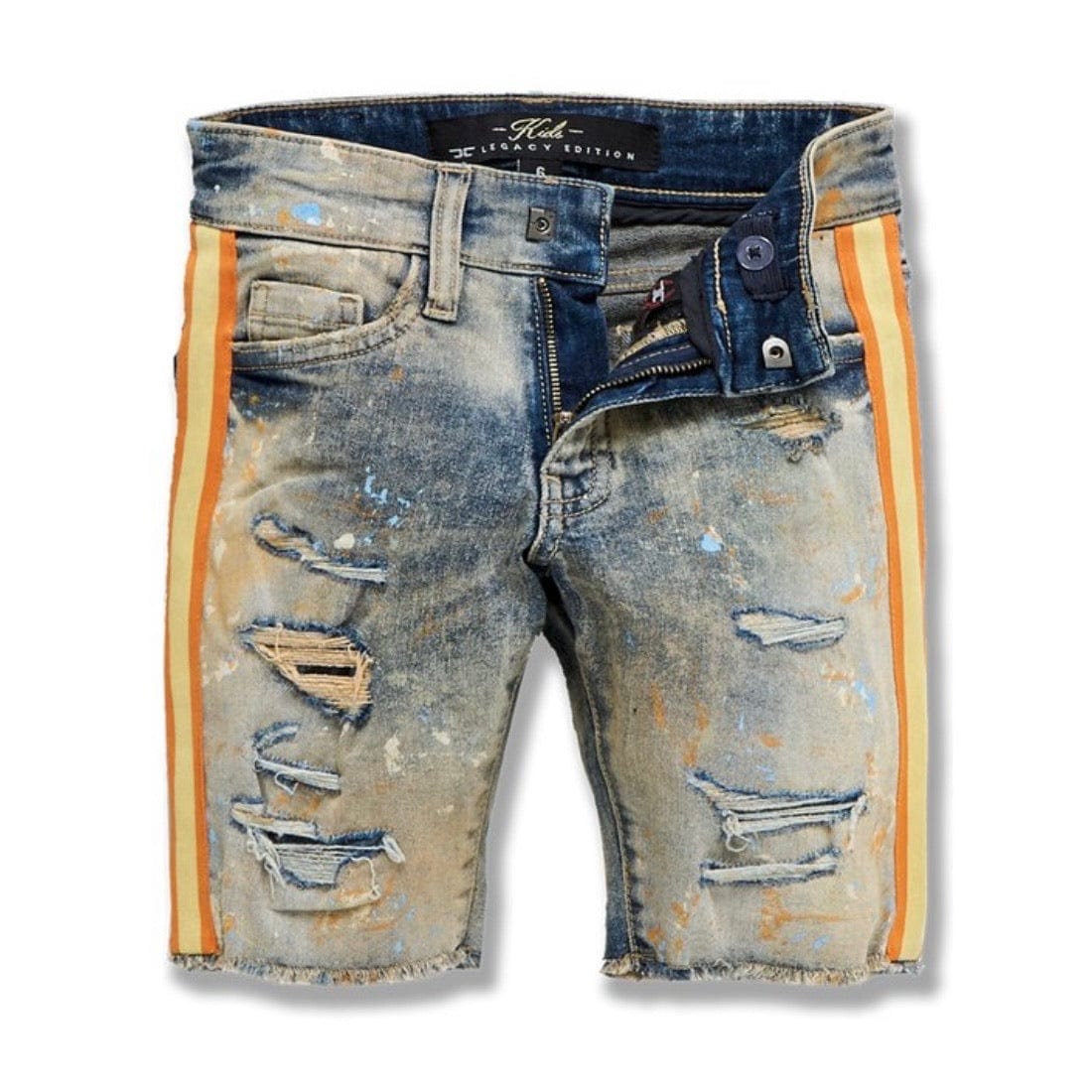 Juniors Jordan Craig Sparta Striped Denim Shorts (Desert Storm) J3168SB