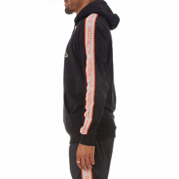 Kappa Logo Tape Apet 2 Hoodie (Black/Grey-Orange/Green) 311B7VW