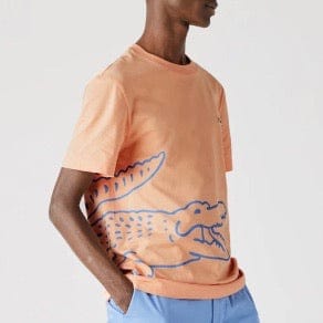 Lacoste Crew Neck Crocodile Print Organic Cotton T Shirt (Light Orange) TH0458