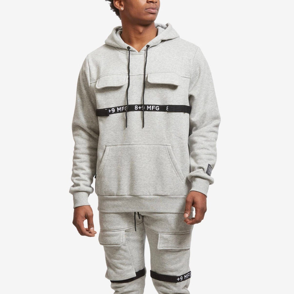 8&9 Strapped Up Fleece Hoodie (Grey) HSTRFGRY – City Man USA