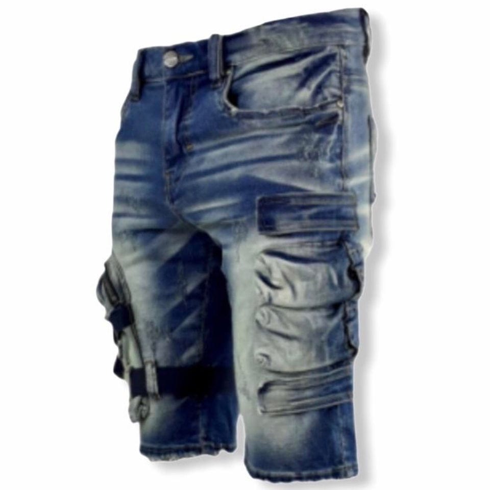 Industrial Indigo Tactical Cargo Denim Shorts (Indigo) INT-WB-272