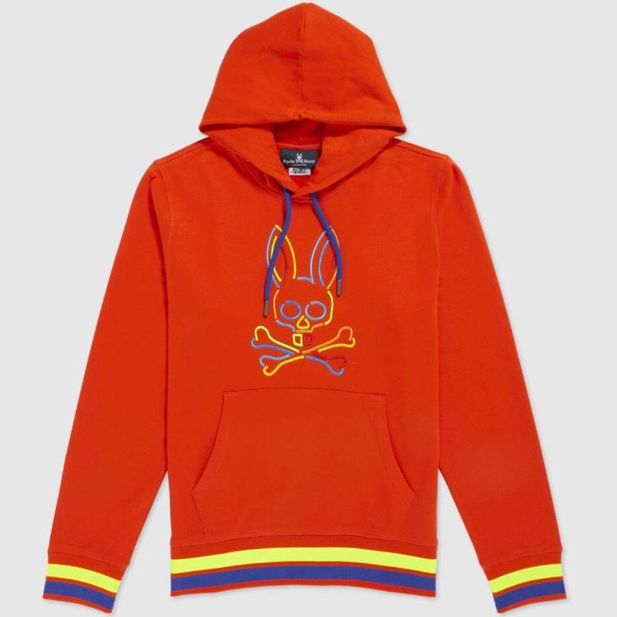 Psycho Bunny Barbon Neon Glow Hoodie (Bonfire) B6H120Q1FT