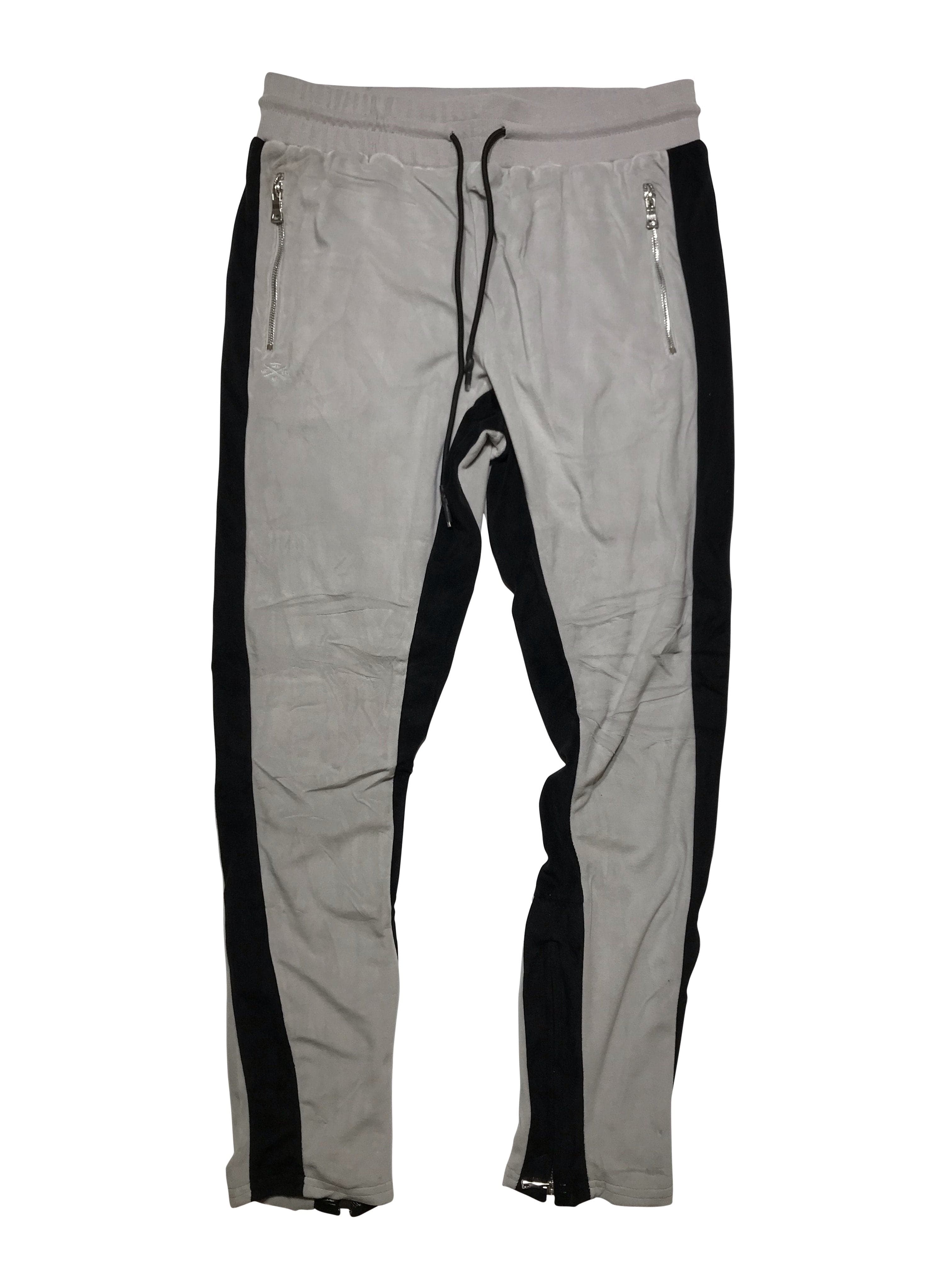 JORDAN CRAIG VELOUR JOGGING PANT GREY/BLACK