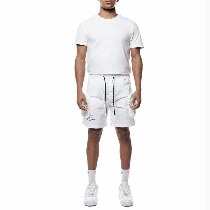 Smoke Rise Printed Nylon Utility Short (White) WS23182