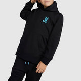 Kids Psycho Bunny Bennett Popover Hoodie (Black) B0H419R1FT