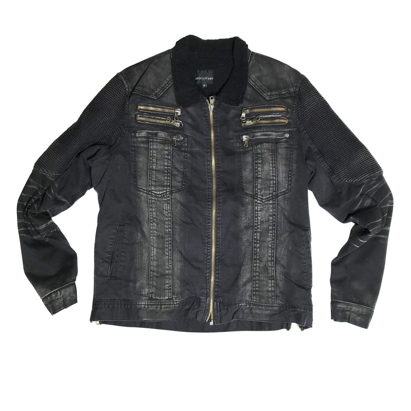 Rockstar Fur-Lined Denim Jacket (Black Wash) - RSM321TBV