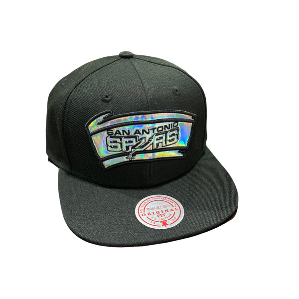 Mitchell & Ness Nba San Antonio Spurs Iridescent Xl Logo Snapback (Black)
