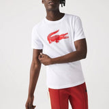 Lacoste Sport 3D Print Crocodile Breathable Jersey T Shirt (White/Red) TH2042