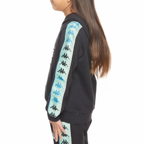 Kids Kappa 222 Banda Rocket Hoodie (Black Smoke/Sage) 311T1JWY