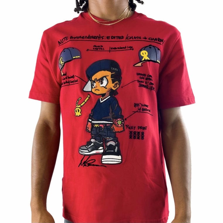 De Kryptic The Boondocks Riley Blueprints Embroidered T Shirt (Red) BD-KT-037