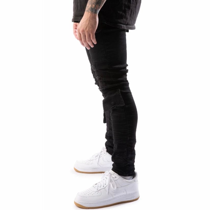 Si Tu Veux Brutini Cargo Jean (Jet Black) TV0013