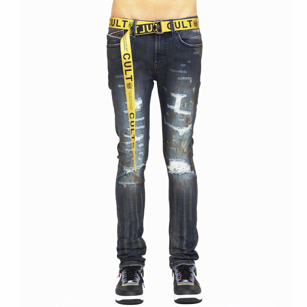 Cult Of Individuality Punk Super Skinny Belted Jeans (Slick) 621B8-SS04X