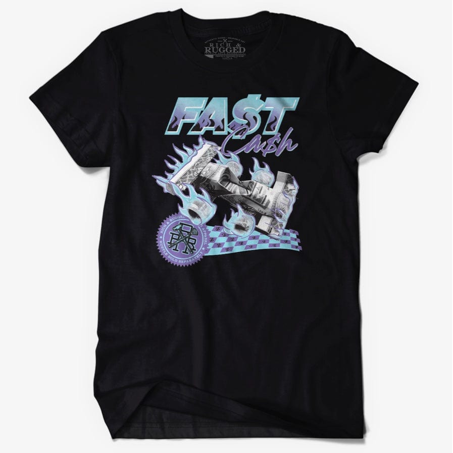 Rich & Rugged Fast Cash T Shirt (Black/Blue/Purple) RRFAC-BLK