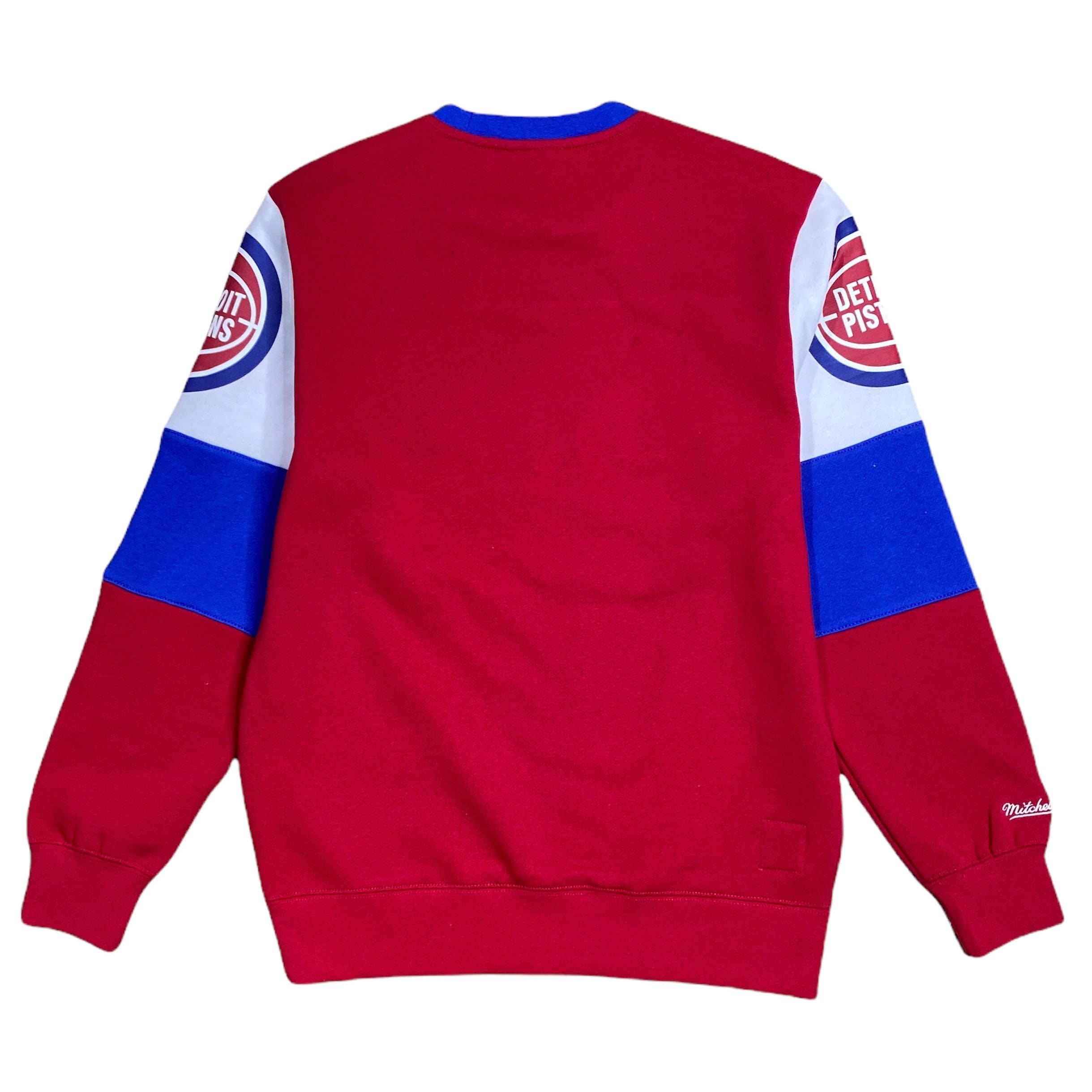 Mitchell & Ness Nba Detoit Pistons Overtime Fleece Crewneck (Scarlet/Blue)