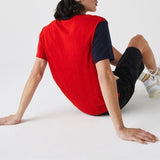 Lacoste Crew Neck Lettering Colourblock T-shirt (Red/Beige/Navy) TH0113