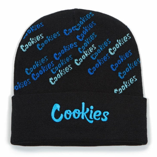 Cookies Triple Beam Monogram Knit Beanie (Black) 1556X5695