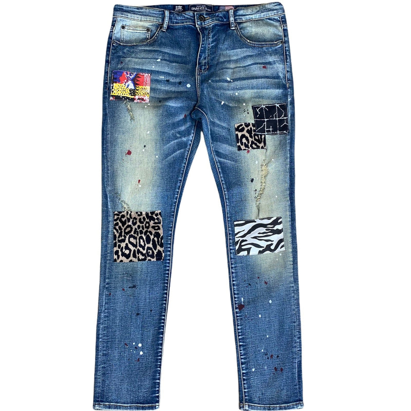 Damati Paint Splatter Milan Denim Jean (Medium Blue) DMT-C-15C