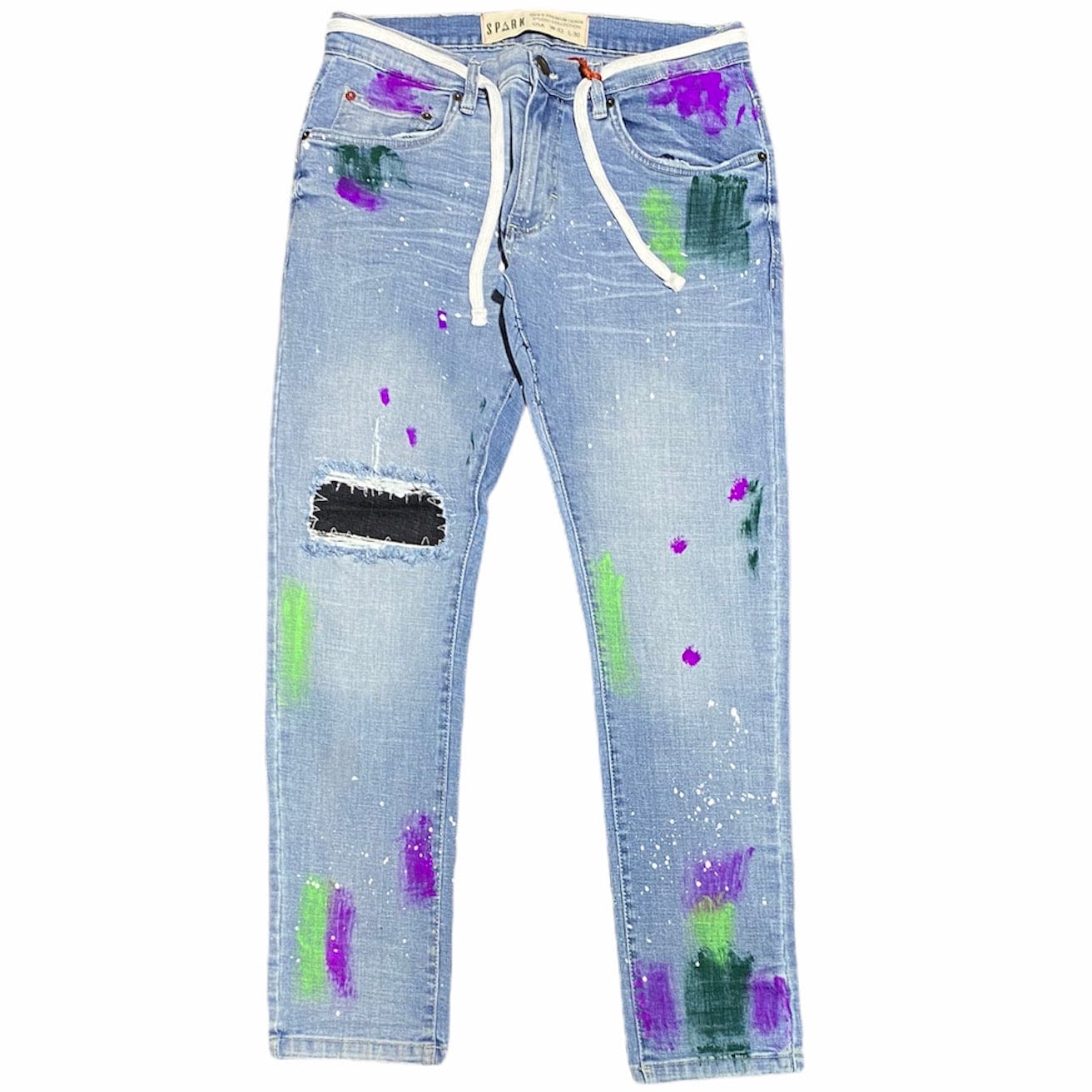 Spark Paint Splattered Denim Jeans (Light Blue) S11200