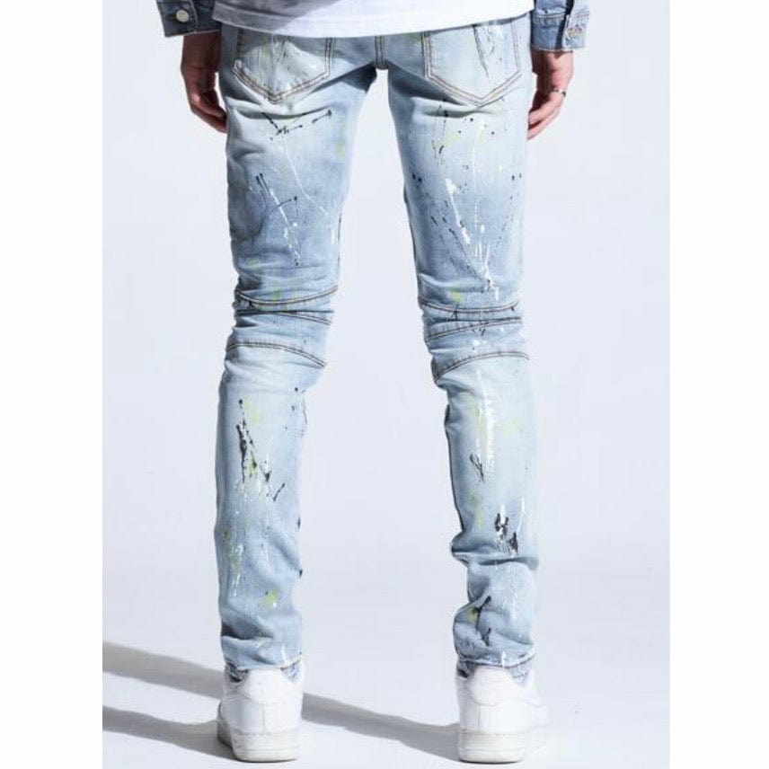 Crysp Skywalker Biker Denim Jeans (Light Indigo Paint) CRYSPHOL20-104