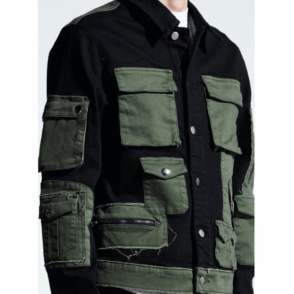 Embellish Operator Denim Jacket (Black/Green) EMBSP121-210