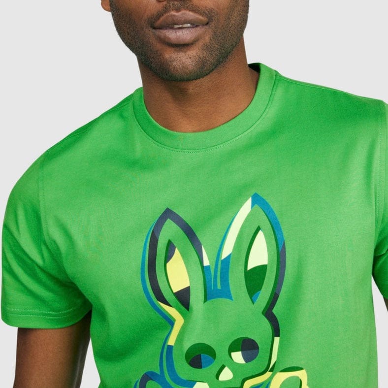 Psycho Bunny Binns Graphic Tee (Grass Green) B6U464T1PC