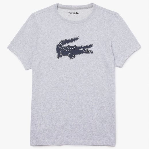 Lacoste Sport 3D Print Crocodile Breathable Jersey T Shirt (Grey/Navy) TH2042