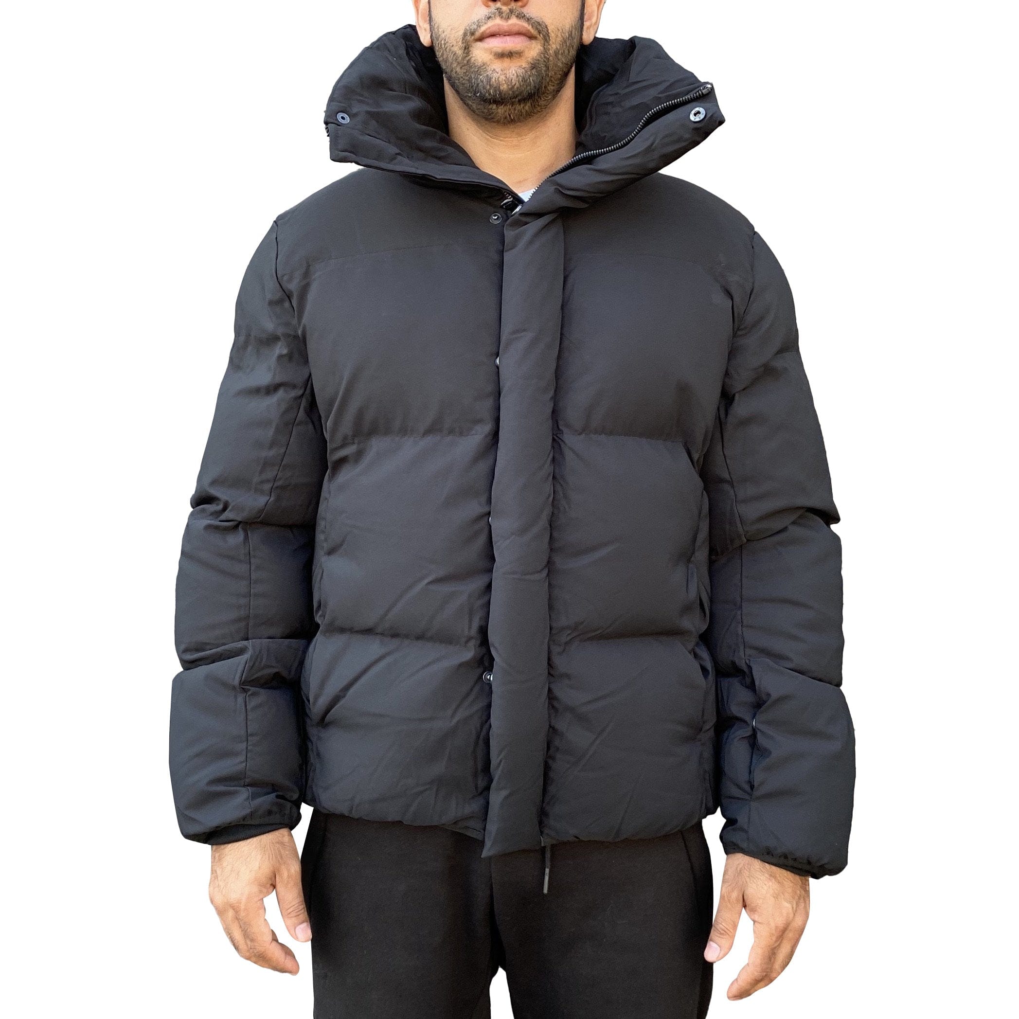 Jordan Craig High Collar Puffer Coat (Black)