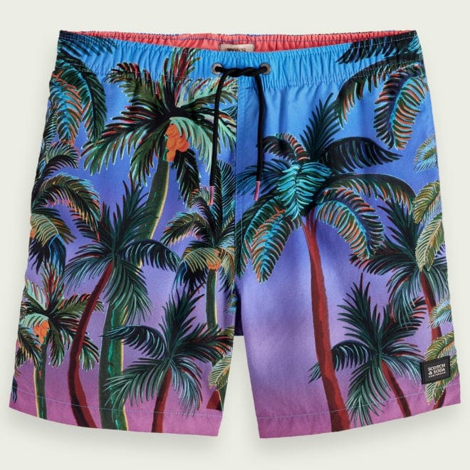 Scotch & Soda Printed Mid Length Swimshort (Navy Aop Palmtrees) 172424