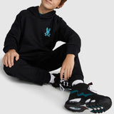 Kids Psycho Bunny Bennett Popover Hoodie (Black) B0H419R1FT