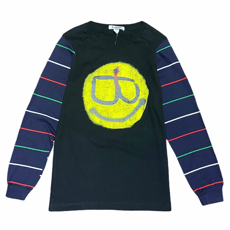 Brian Wood Smiley Face Long Sleeve Tee (Black/Navy) BW123