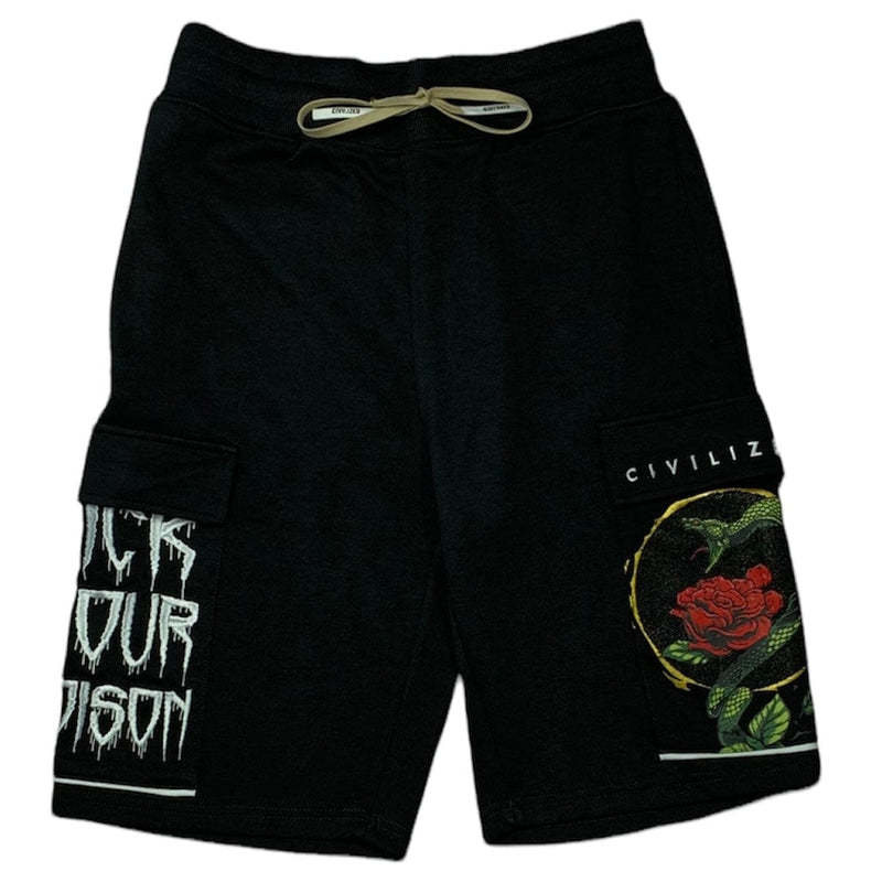 Civilized Poison T Shirt & Short Set (Black) CV1416-1417