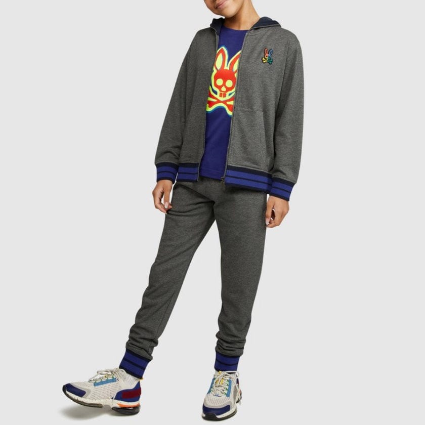 Kids Psycho Bunny Warwick Color Block Logo Hoodie (Heather Storm)