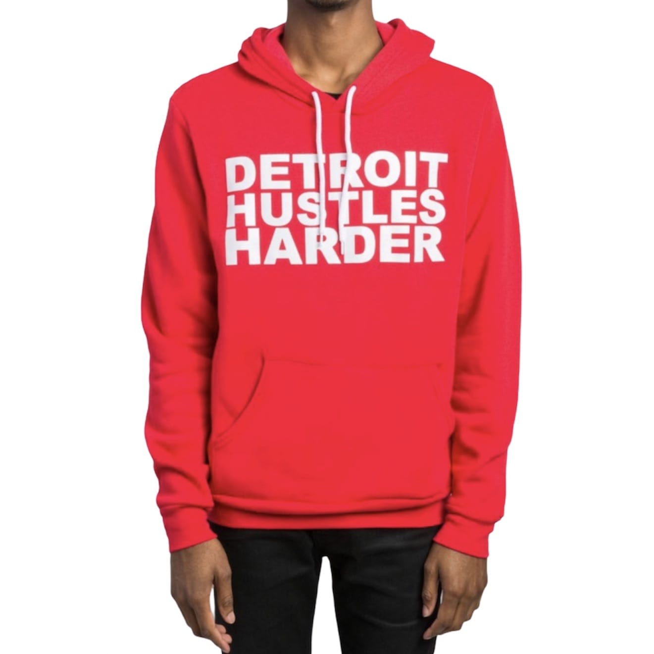 Detroit Hustles Harder Pullover Hoodie (Red)