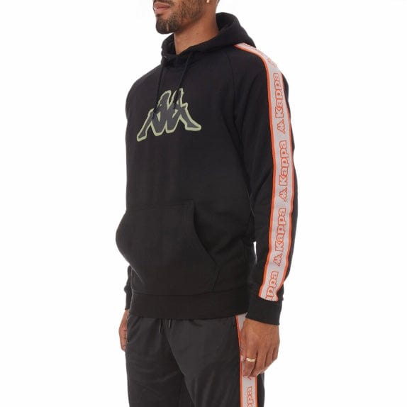 Kappa Logo Tape Apet 2 Hoodie (Black/Grey-Orange/Green) 311B7VW