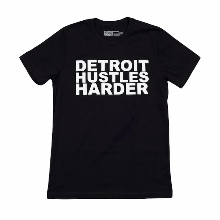 Detroit Hustles Harder Short Sleeve Classic Tee Blackwhite City