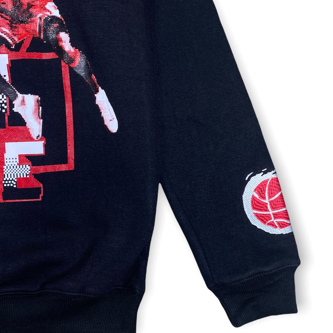 Retro Label 4s Red Thunder On Fire Crewneck (Black)