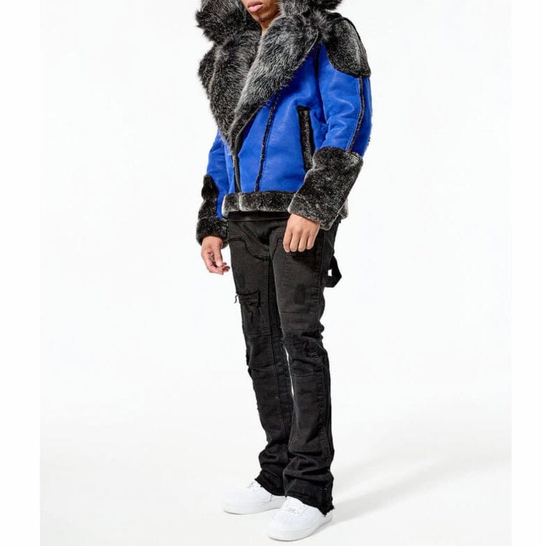 Jordan Craig El Jefe Shearling Moto Jacket (Racer Blue) 91590