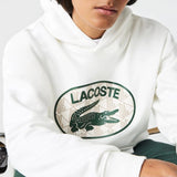 Lacoste Loose Fit Branded Monogram Hooded Sweatshirt (White) SH0067-51