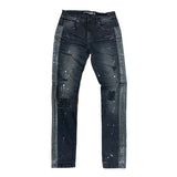 Foreign Local Black Striped Splattered Jeans (Black) FL-202067