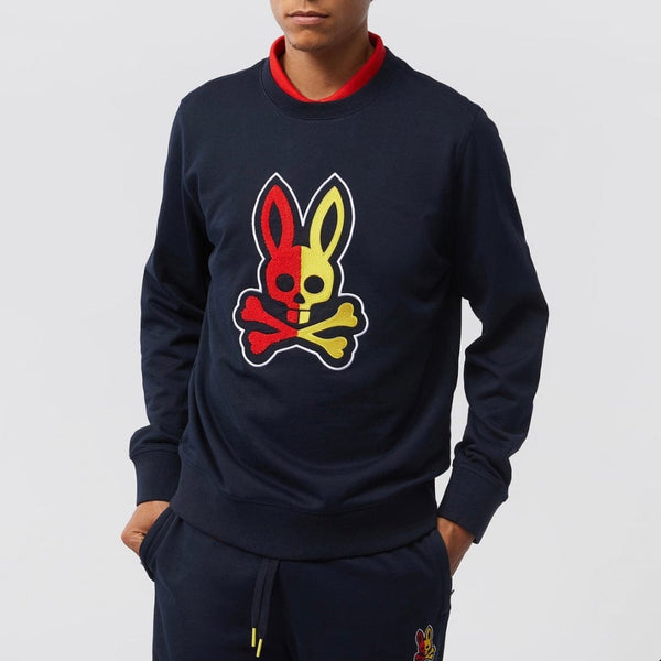 Psycho Bunny Cooper Split Bunny Logo Sweatshirt (Navy) B6S840U1FT