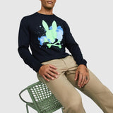 Psycho Bunny Mallette Long Sleeve Graphic Tee (Navy) B6T620R1PC