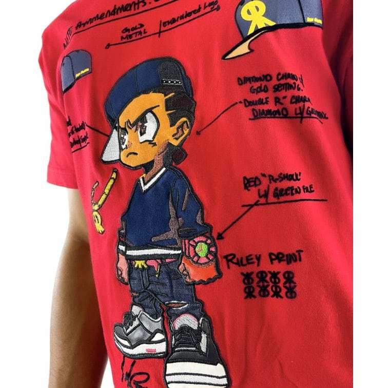 De Kryptic The Boondocks Riley Blueprints Embroidered T Shirt (Red) BD-KT-037