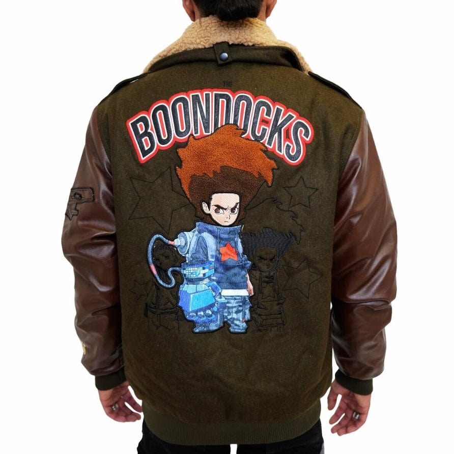 De Kryptic Boondocks Uncle Varsity Jacket (Olive) BD-WJKT-009