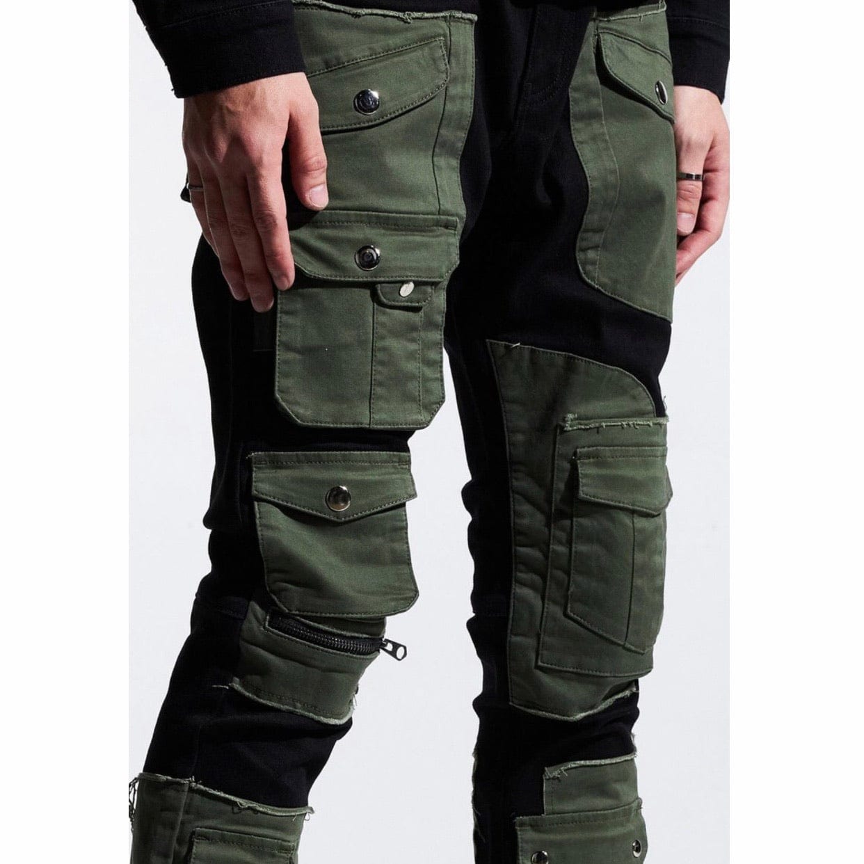 Embellish Operator Cargo Denim Jeans (Black/Green) EMBSP121-211