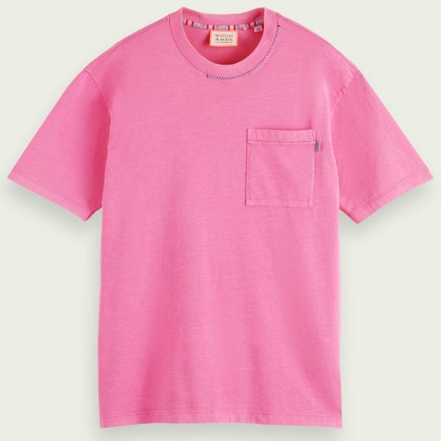 Scotch & Soda Relaxed Fit Artwork Chest Pocket Tee (Cerise) 171690