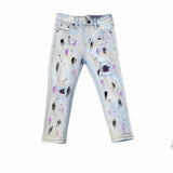 Kids Dna Black & Purple Paint Spotted Jeans (Light Blue Wash) HP06