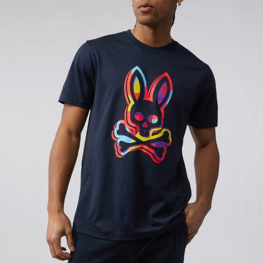 Psycho Bunny Binns Graphic Tee (Navy) B6U464T1PC