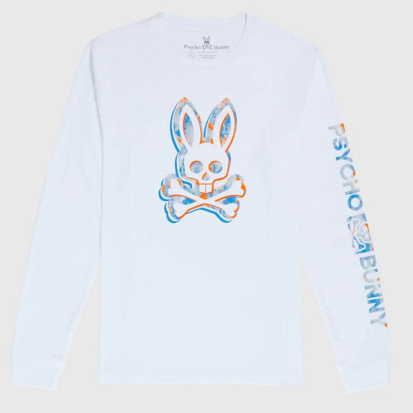 Psycho Bunny Meyer Long Sleeve Graphic Tee (White) B6T310W1PC