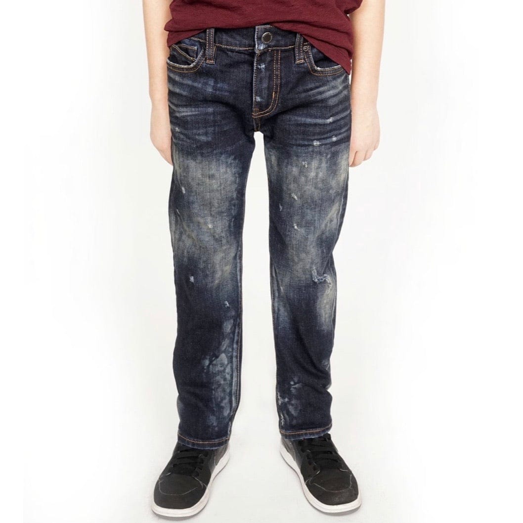 Kid's Cult Rogue Slim Straight Stretch Denim Jeans (Smog) 87B7-BRS0B