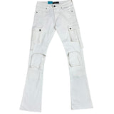 Pheelings Never Look Back Cargo Flare Stack Denim (White)